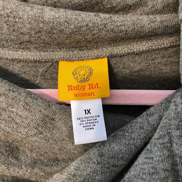 Ruby Rd. Woman 1X Green Cowl Neck Button Pullover Knit Top NWT cozy comfy autumn - Picture 4 of 8